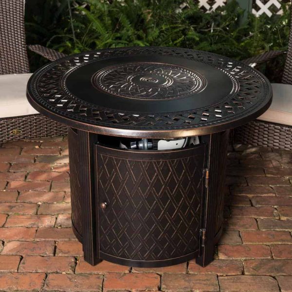 Fire Sense 62988 Wagner 33 in. x 24 in. Round Aluminum Propane Fire Pit Table in Antique Bronze - Image 8