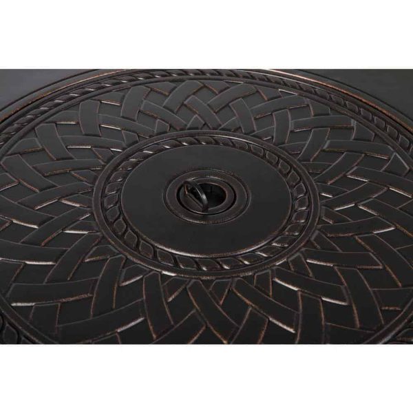 Fire Sense 62988 Wagner 33 in. x 24 in. Round Aluminum Propane Fire Pit Table in Antique Bronze - Image 4