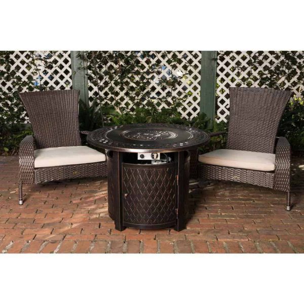 Fire Sense 62988 Wagner 33 in. x 24 in. Round Aluminum Propane Fire Pit Table in Antique Bronze - Image 2