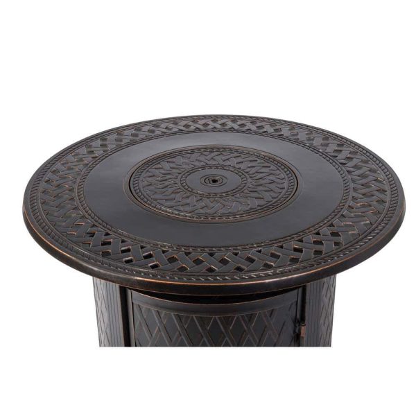 Fire Sense 62988 Wagner 33 in. x 24 in. Round Aluminum Propane Fire Pit Table in Antique Bronze - Image 7
