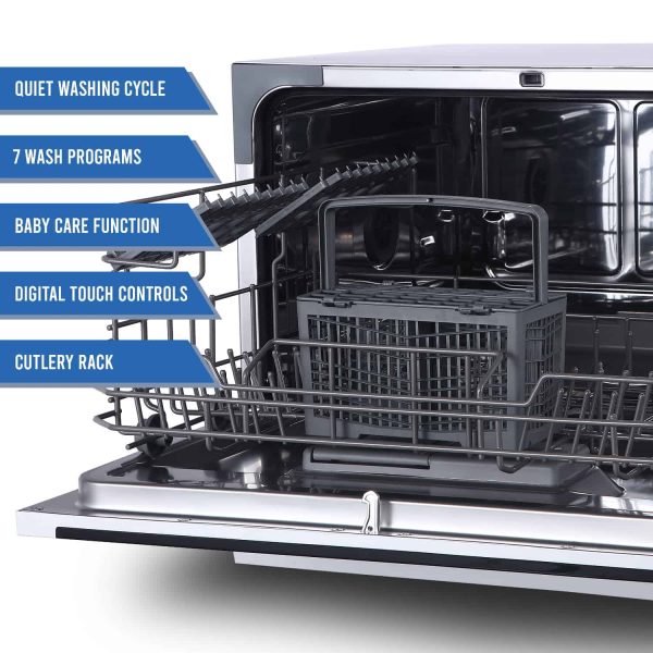 Professional FCD06ABBWHA 6-Pieces Countertop Dishwasher, White - Image 2