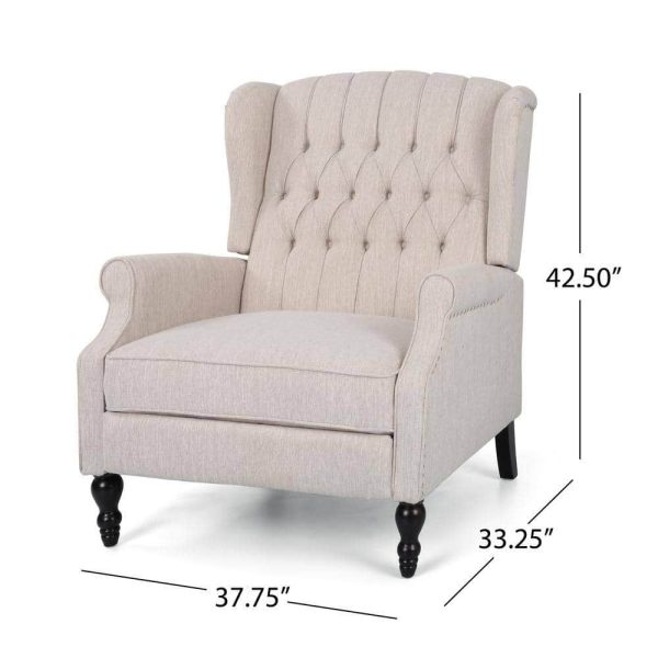 Apaloosa Beige Nailhead Trim Recliner - Image 6