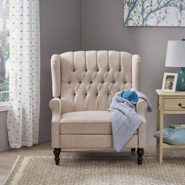 Apaloosa Beige Nailhead Trim Recliner - Image 10