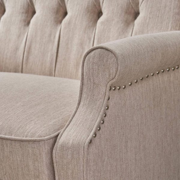 Apaloosa Beige Nailhead Trim Recliner - Image 7