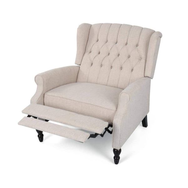 Apaloosa Beige Nailhead Trim Recliner - Image 4