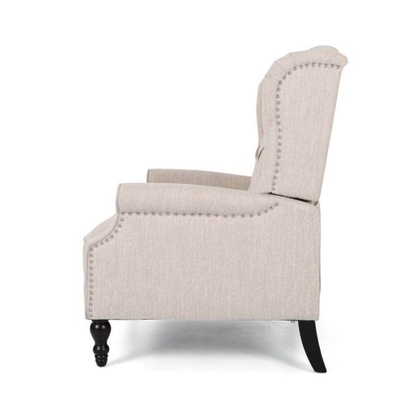 Apaloosa Beige Nailhead Trim Recliner - Image 2