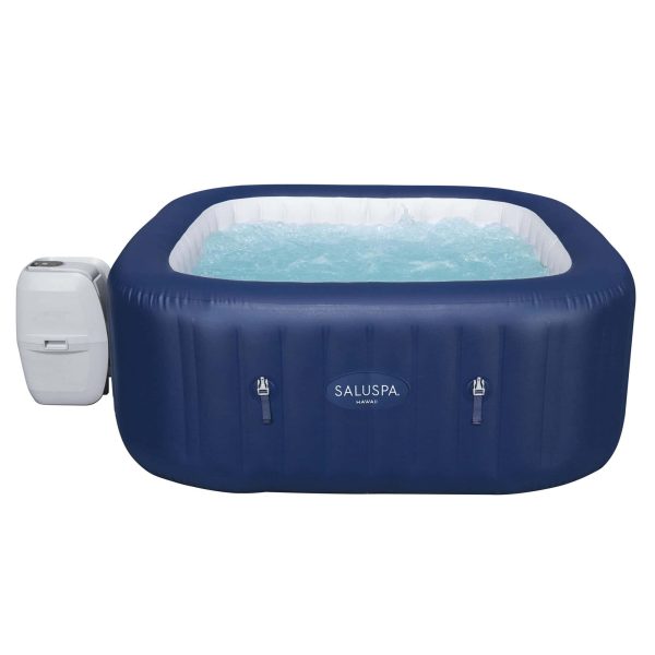 Bestway Hawaii SaluSpa 6 Person Inflatable Square Hot Tub with 114 AirJets, Blue