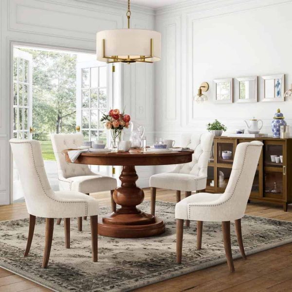 StyleWell  Bakerford Biscuit Beige Upholstered Dining Chair with Tufted Back (Set of 2)