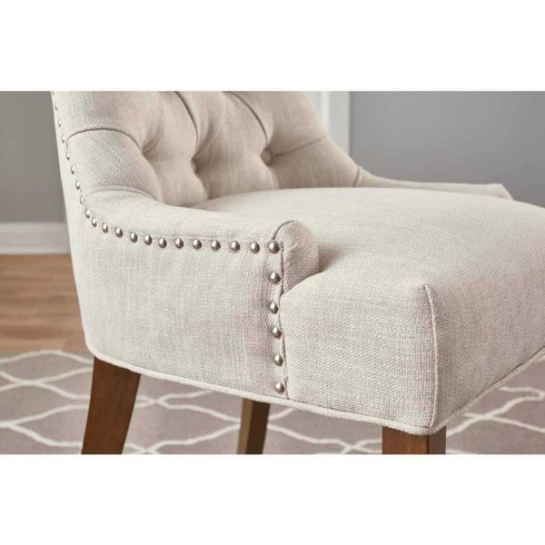 StyleWell  Bakerford Biscuit Beige Upholstered Dining Chair with Tufted Back (Set of 2) - Image 4