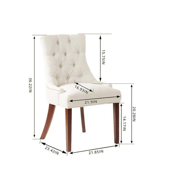 StyleWell  Bakerford Biscuit Beige Upholstered Dining Chair with Tufted Back (Set of 2) - Image 2