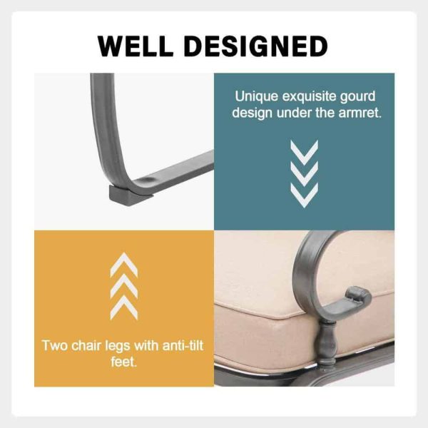 Suncrown  3-Piece Spring Metal Outdoor Bistro Set with Brown Cushions - Image 6