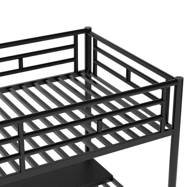 Bright Designs  Black Twin Size Metal Loft Bed with Desk and Stairs - Image 10