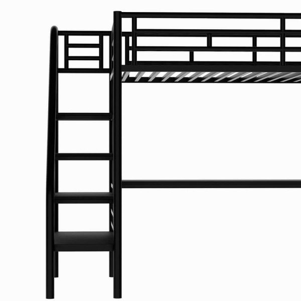 Bright Designs  Black Twin Size Metal Loft Bed with Desk and Stairs - Image 9