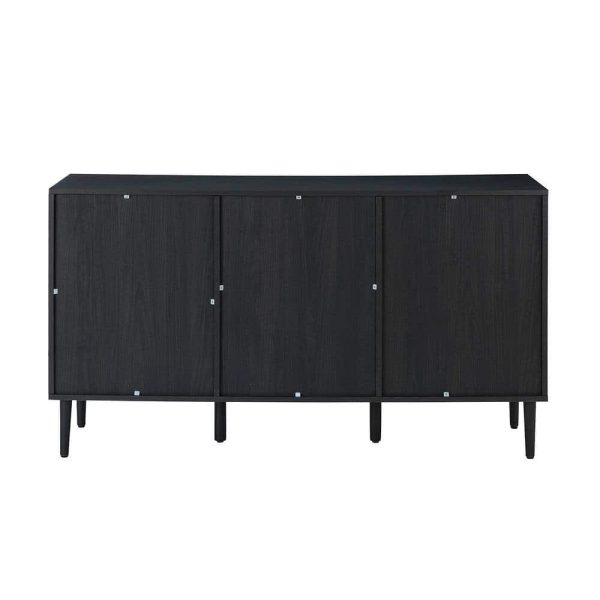 JAYDEN CREATION Mercury 56 in. Wide Black Sideboard with 3-Doors - Image 3