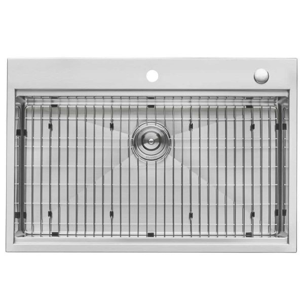Ruvati RVH8003 Drop-In Stainless Steel 33 in. Workstation Ledge Topmount Kitchen Sink 16-Gauge Single Bowl - Image 2