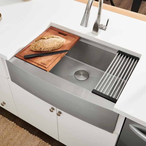 Ruvati RVH9200 16-Gauge Stainless Steel 33 in. Single Bowl Farmhouse Apron Workstation Kitchen Sink - Image 6