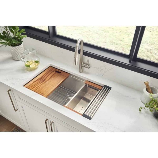 Ruvati RVH8301 16-Gauge Stainless Steel 32 in. Single Bowl Undermount Workstation Kitchen Sink with Accessories - Image 13