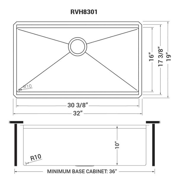 Ruvati RVH8301 16-Gauge Stainless Steel 32 in. Single Bowl Undermount Workstation Kitchen Sink with Accessories - Image 4
