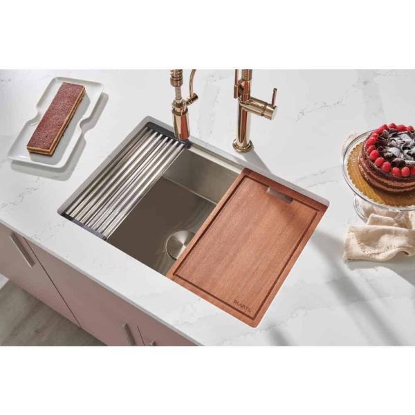 Ruvati Roma Pro 16 Stainless Steel Gauge 30 in Single Bowl Undermount Workstation Rounded Corners Ledge Kitchen Sink - Image 6