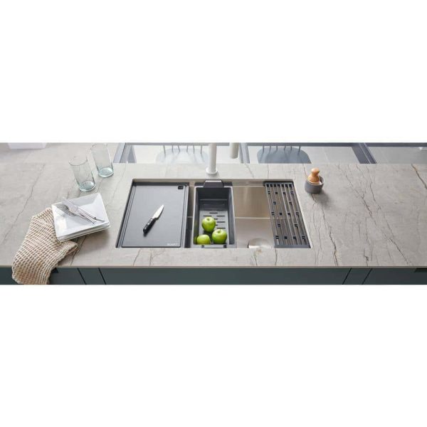 Ruvati RVH8597 33-inch Workstation Slope Bottom Offset Drain Undermount 16 Gauge Kitchen Sink - Image 15