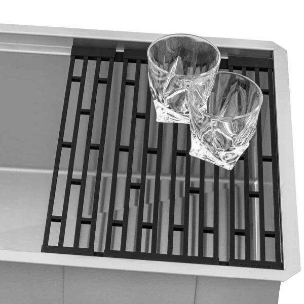 Ruvati RVH8597 33-inch Workstation Slope Bottom Offset Drain Undermount 16 Gauge Kitchen Sink - Image 7