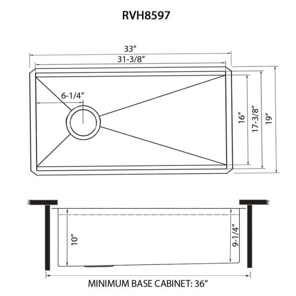 Ruvati RVH8597 33-inch Workstation Slope Bottom Offset Drain Undermount 16 Gauge Kitchen Sink - Image 4