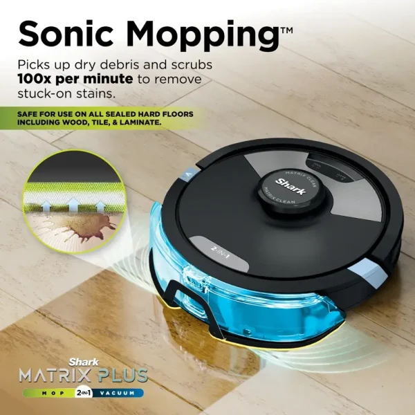 Matrix Plus 2-in-1 Robot Vacuum   Mop with Sonic Mopping, Matrix Clean, Home Mapping, HEPA Bagless Self Empty, WiFi   Black - Image 11