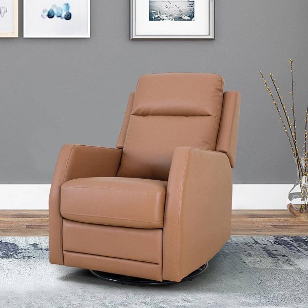 JAYDEN CREATION  Coral Classic Camel Upholstered Rocker Wingback Swivel Recliner with Metal Base - Image 9