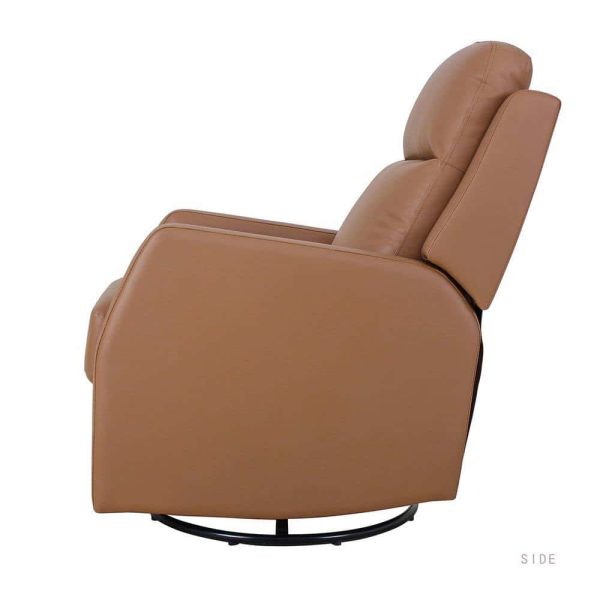 JAYDEN CREATION  Coral Classic Camel Upholstered Rocker Wingback Swivel Recliner with Metal Base - Image 2