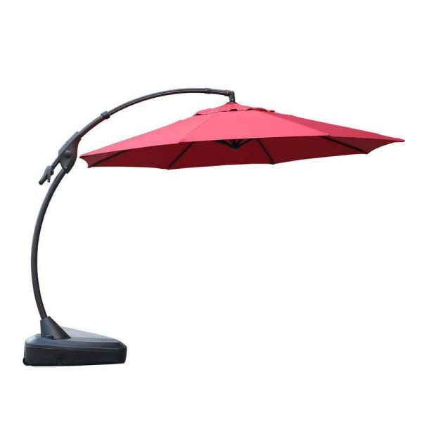 CASAINC 12 ft. Cantilever Umbrella Large Outdoor Heavy-Duty Offset Hanging Patio Umbrella with Base in Red