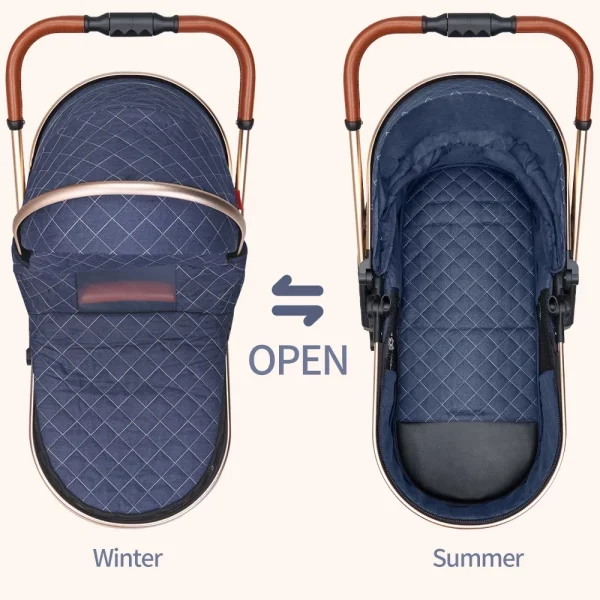 B.Childhood High Landscape Baby Stroller Folding Reversible Seat,Unisex,Blue - Image 4