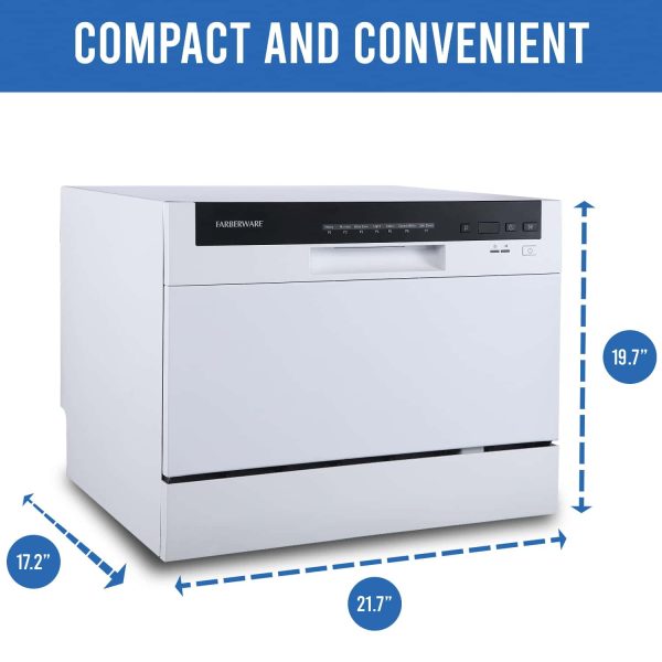 Professional FCD06ABBWHA 6-Pieces Countertop Dishwasher, White - Image 3