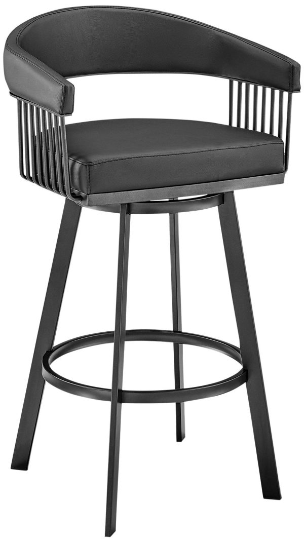 Chelsea 25  Black Faux Leather Metal Swivel Counter Stool - Image 8