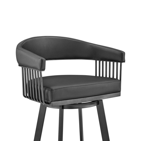 Chelsea 25  Black Faux Leather Metal Swivel Counter Stool - Image 7