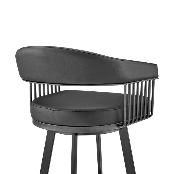 Chelsea 25  Black Faux Leather Metal Swivel Counter Stool - Image 6