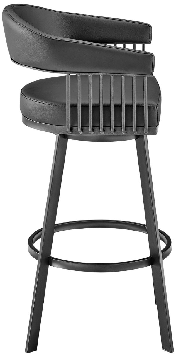 Chelsea 25  Black Faux Leather Metal Swivel Counter Stool - Image 4