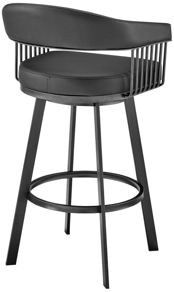 Chelsea 25  Black Faux Leather Metal Swivel Counter Stool - Image 3