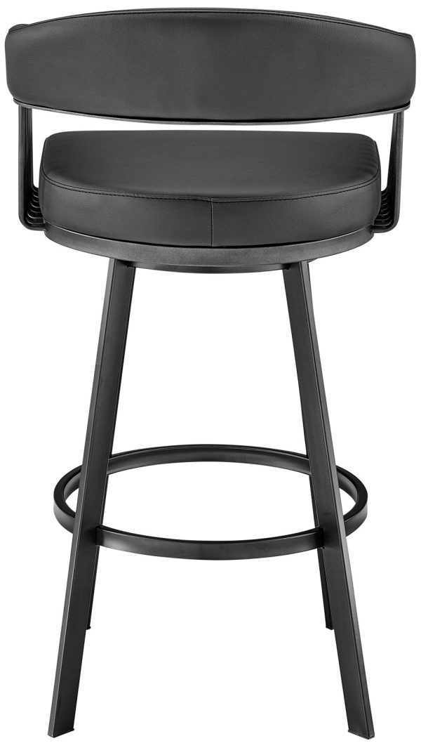 Chelsea 25  Black Faux Leather Metal Swivel Counter Stool - Image 2