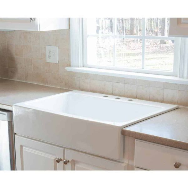 SINKOLOGY Josephine 34 in. 1-Hole Quick-Fit Farmhouse Apron Front Drop-in Single Bowl Crisp White Fireclay Kitchen Sink - Image 8