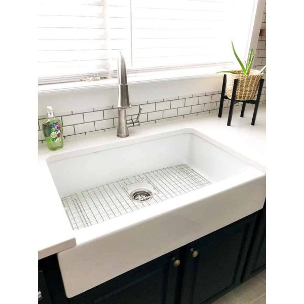 SINKOLOGY Josephine 34 in. 1-Hole Quick-Fit Farmhouse Apron Front Drop-in Single Bowl Crisp White Fireclay Kitchen Sink - Image 11