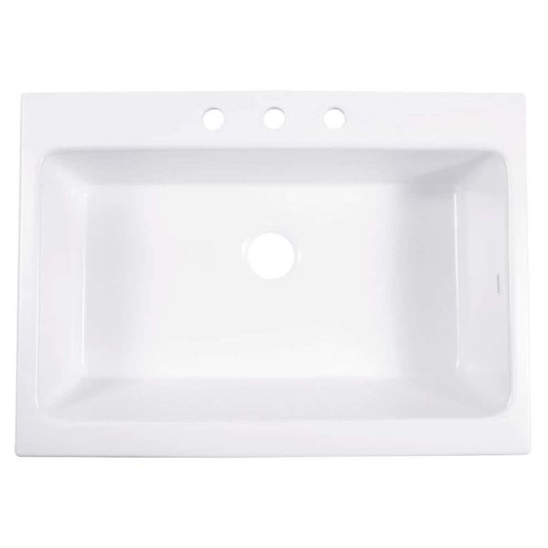 SINKOLOGY Josephine 34 in. 3-Hole Quick-Fit Farmhouse Apron Front Drop-in Single Bowl Crisp White Fireclay Kitchen Sink - Image 10