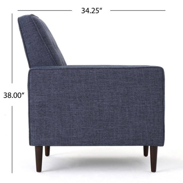 Mervynn Modern Dark Blue Polyester Club Chair Recliners (Set of 2) - Image 5