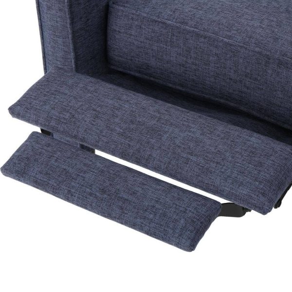 Mervynn Modern Dark Blue Polyester Club Chair Recliners (Set of 2) - Image 9