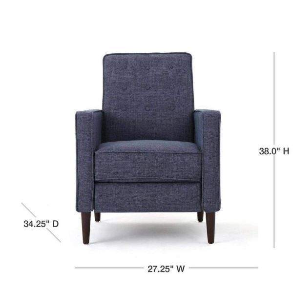 Mervynn Modern Dark Blue Polyester Club Chair Recliners (Set of 2) - Image 3