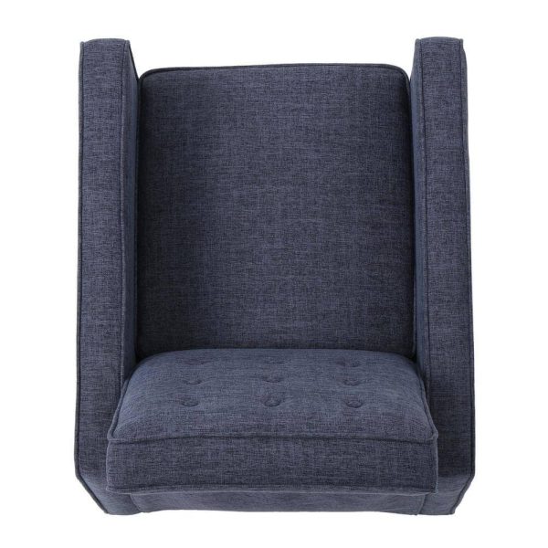 Mervynn Modern Dark Blue Polyester Club Chair Recliners (Set of 2) - Image 4
