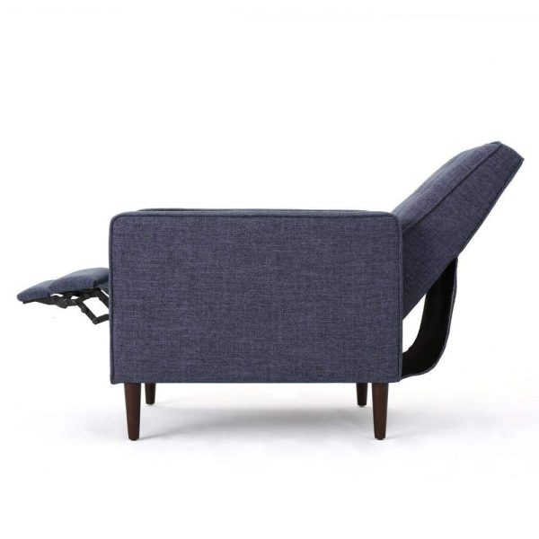 Mervynn Modern Dark Blue Polyester Club Chair Recliners (Set of 2) - Image 2