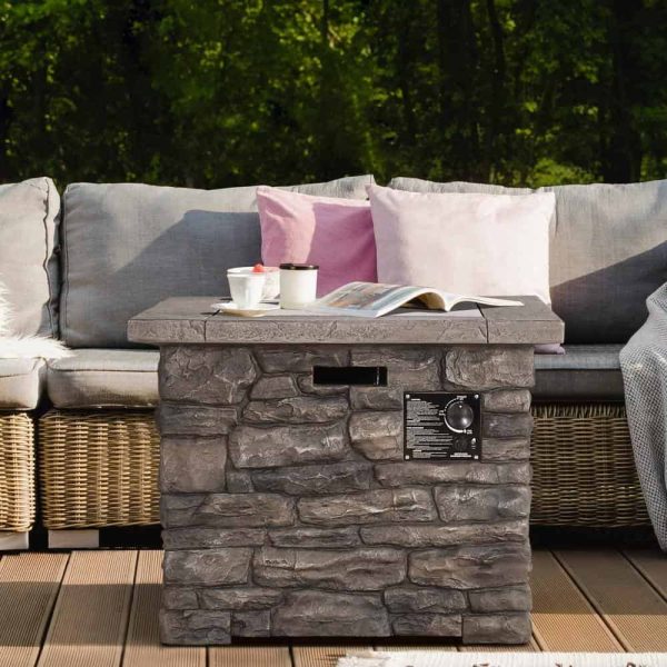 PG0601-04-5 Outdoor Propane Gas Fire Pit 31 in. Square Fire Table for Outside Patio with Free Lava Rocks and Cover
