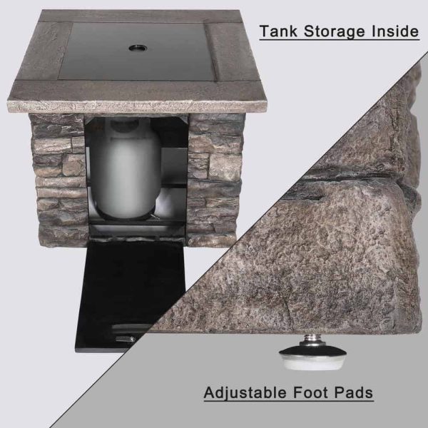 PG0601-04-5 Outdoor Propane Gas Fire Pit 31 in. Square Fire Table for Outside Patio with Free Lava Rocks and Cover - Image 5