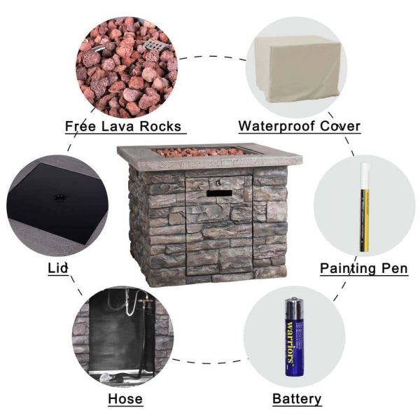 PG0601-04-5 Outdoor Propane Gas Fire Pit 31 in. Square Fire Table for Outside Patio with Free Lava Rocks and Cover - Image 4