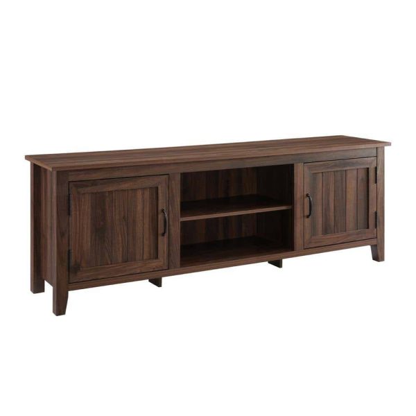 Furniture Company  70 in. Dark Walnut Composite TV Stand Fits TVs Up to 78 in. with Storage Doors - Image 5